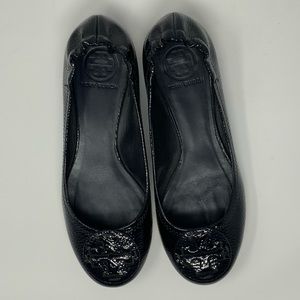 Tory Burch Reva Navy Patent Leather Flats Size 7